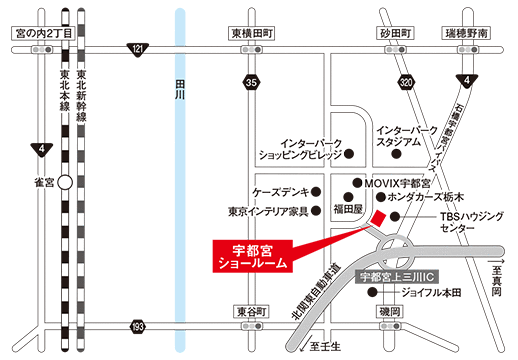 カリモク家具宇都宮ショールーム地図